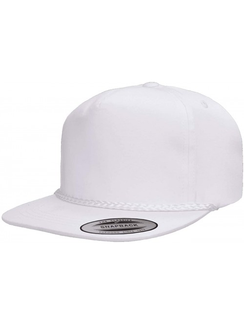 Baseball Caps Yupoong Classic Poplin Golf Flatbill Rope Snapback - White - CD12DVSUESH $18.56