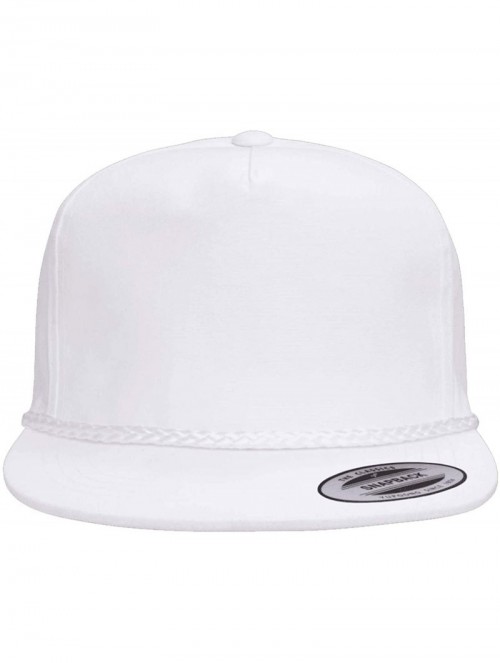 Baseball Caps Yupoong Classic Poplin Golf Flatbill Rope Snapback - White - CD12DVSUESH $18.56