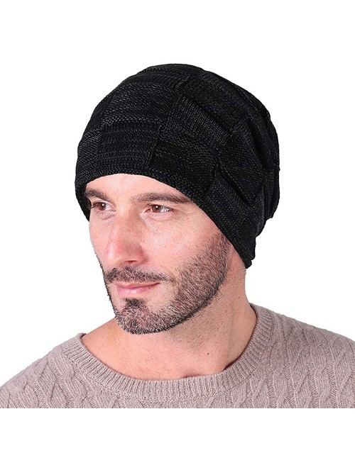 Skullies & Beanies Winter Beanie Hat Scarf Set Warm Thick Knit Hat Skull Cap for Men Women - Black - CE18M7DUAMD $11.79