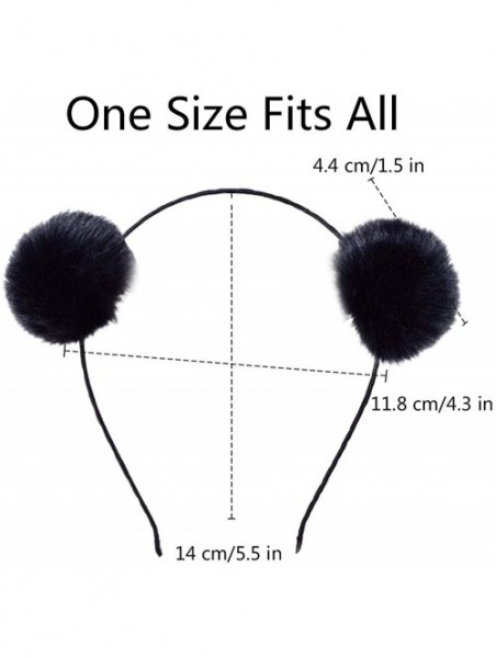 Headbands 6 Pcs Girl's Adorable Fur Ball Pompom Ball Hair Hoops Headbands - Black - CE18YZX5UGL $14.33