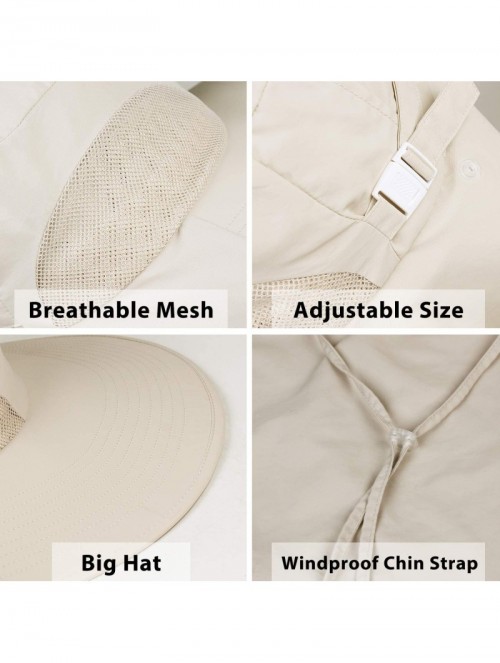 Sun Hats Womens Sun hat Wide Brim Safari Fishing Hat with Large Neck Flap Hiking Hats for Women - Beige - C118TKRHLRT $21.35