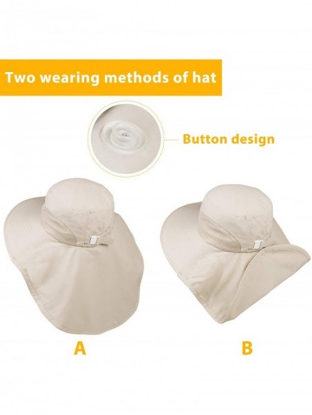 Sun Hats Womens Sun hat Wide Brim Safari Fishing Hat with Large Neck Flap Hiking Hats for Women - Beige - C118TKRHLRT $21.35