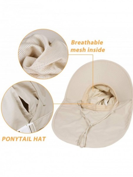 Sun Hats Womens Sun hat Wide Brim Safari Fishing Hat with Large Neck Flap Hiking Hats for Women - Beige - C118TKRHLRT $21.35