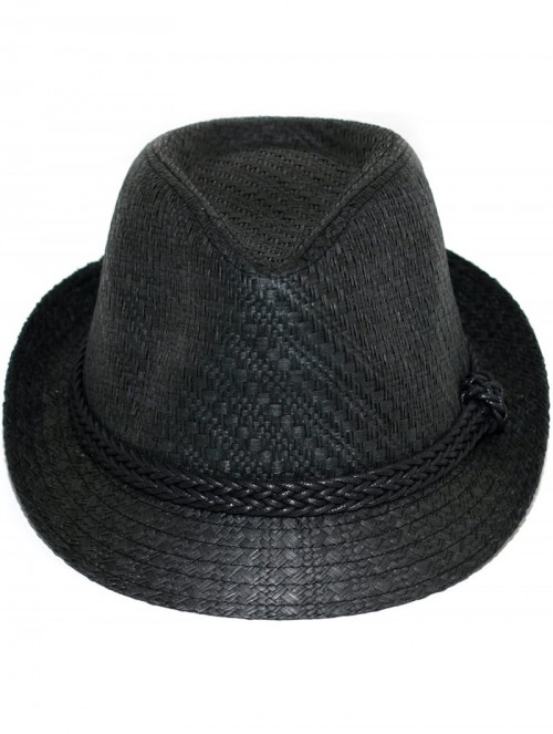 Fedoras Paper Lightweight Straw Fedora Hat - Black - C511OI88THN $22.14