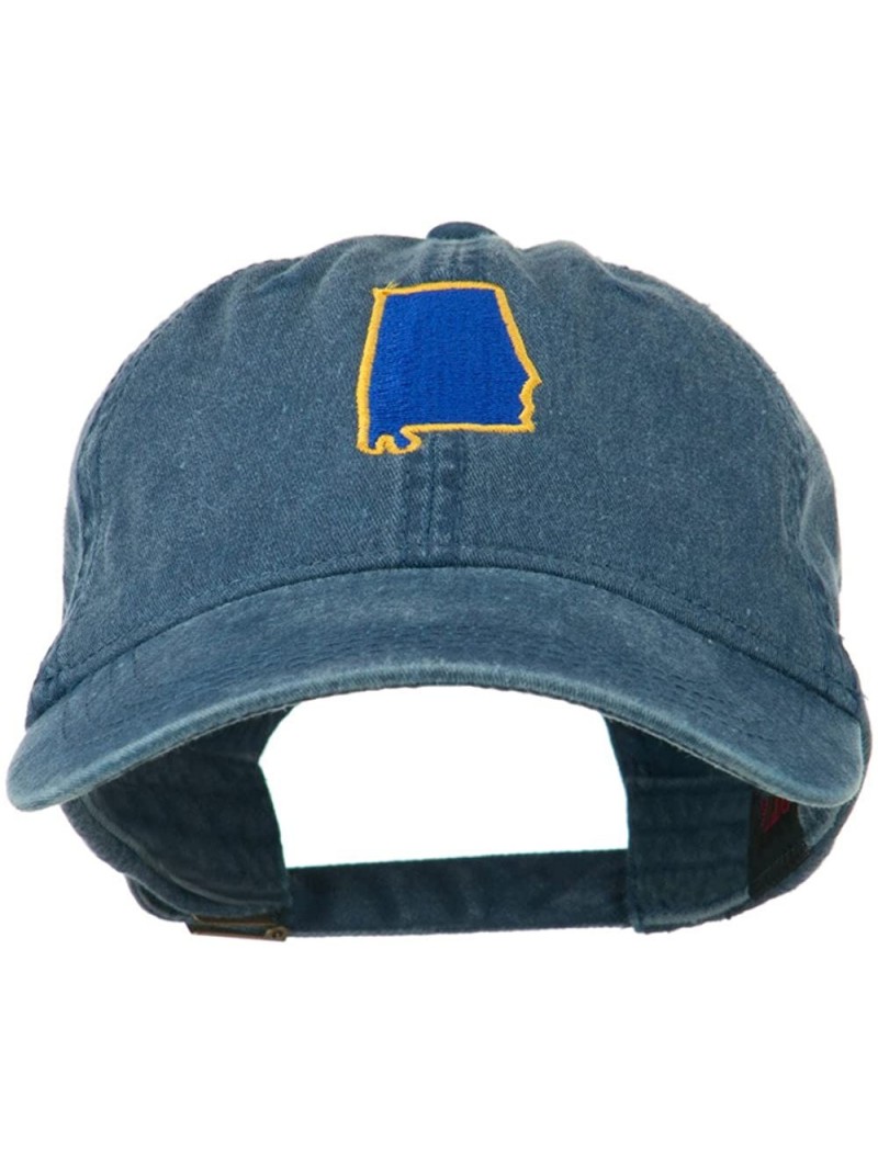 Baseball Caps Alabama State Map Embroidered Washed Cap - Navy - CL11NY2RMIB $28.90