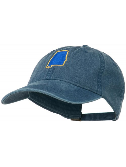 Baseball Caps Alabama State Map Embroidered Washed Cap - Navy - CL11NY2RMIB $28.90