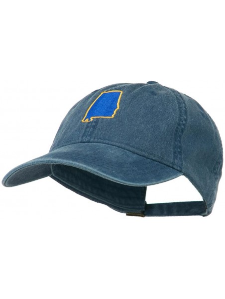 Baseball Caps Alabama State Map Embroidered Washed Cap - Navy - CL11NY2RMIB $28.90