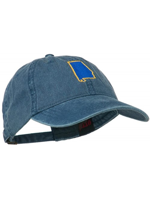 Baseball Caps Alabama State Map Embroidered Washed Cap - Navy - CL11NY2RMIB $28.90