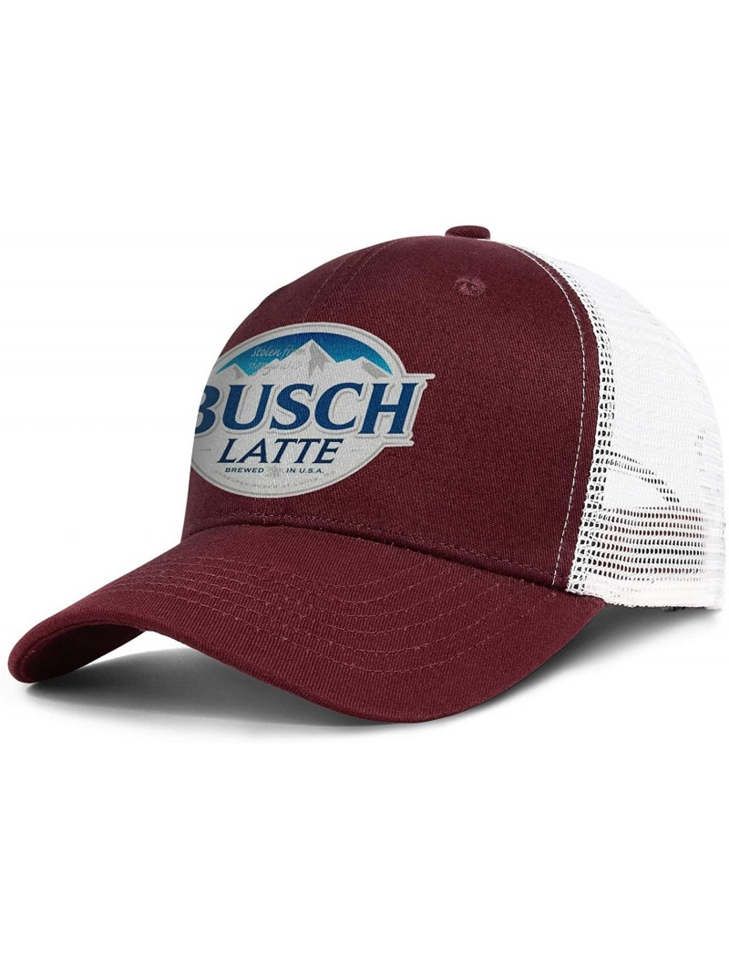 Baseball Caps Unisex Adjustable Busch-Latte-Beer-Logo-Baseball Cap Classic Flat Hat - Burgundy-55 - CO18U3W9HAX $23.05