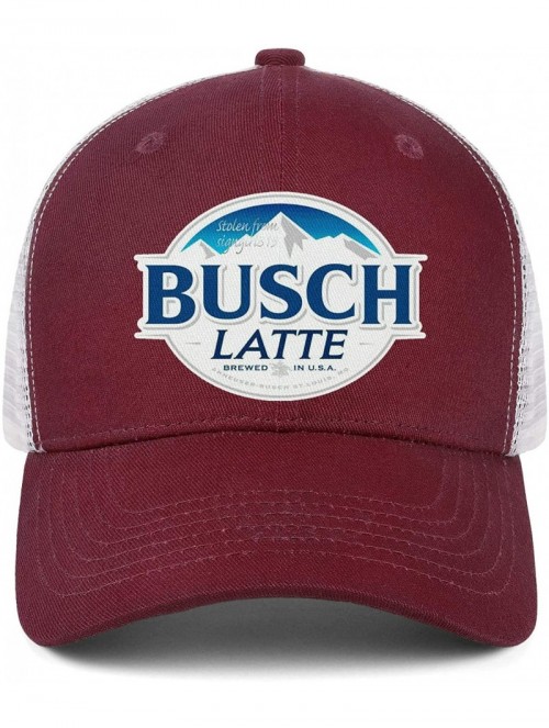 Baseball Caps Unisex Adjustable Busch-Latte-Beer-Logo-Baseball Cap Classic Flat Hat - Burgundy-55 - CO18U3W9HAX $23.05