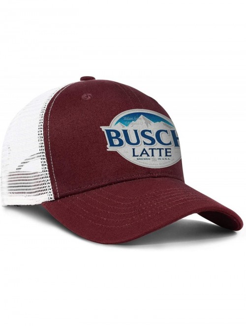 Baseball Caps Unisex Adjustable Busch-Latte-Beer-Logo-Baseball Cap Classic Flat Hat - Burgundy-55 - CO18U3W9HAX $23.05