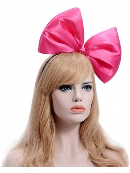 Headbands Women Huge Bow Headband Cute Bowknot Hair Hoop for Halloween Cosplay - Hotpink - C5186TZDU0K $12.47