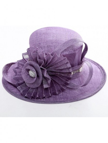 Bucket Hats Women Hat Big Flower Summer Hat Sinamay Wide Brim(Purple) - CZ11AJ7IT99 $47.52