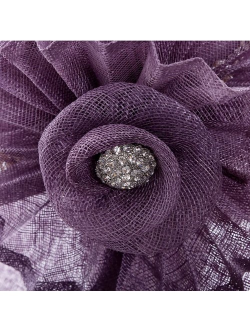 Bucket Hats Women Hat Big Flower Summer Hat Sinamay Wide Brim(Purple) - CZ11AJ7IT99 $47.52