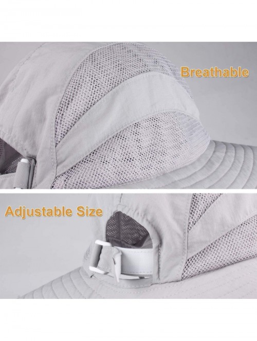 Sun Hats Sun Hats for Women Wide Brim Sun Protection Boonie Hat Cap with Ponytail Hole - Grey - C618TGGQCG5 $26.42