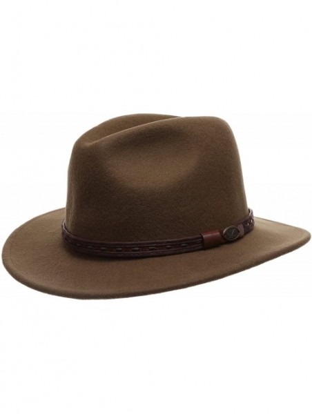 Fedoras Men's Premium Wool Outback Fedora with Faux Leather Band Hat with Socks. - He59-brown - CG12MAKDERX $45.55