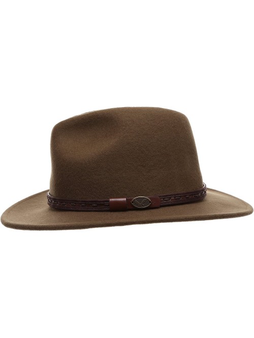 Fedoras Men's Premium Wool Outback Fedora with Faux Leather Band Hat with Socks. - He59-brown - CG12MAKDERX $45.55