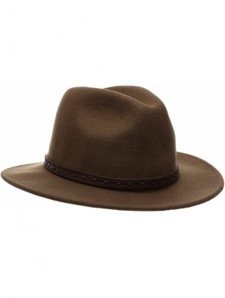 Fedoras Men's Premium Wool Outback Fedora with Faux Leather Band Hat with Socks. - He59-brown - CG12MAKDERX $45.55