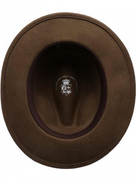 Fedoras Men's Premium Wool Outback Fedora with Faux Leather Band Hat with Socks. - He59-brown - CG12MAKDERX $45.55