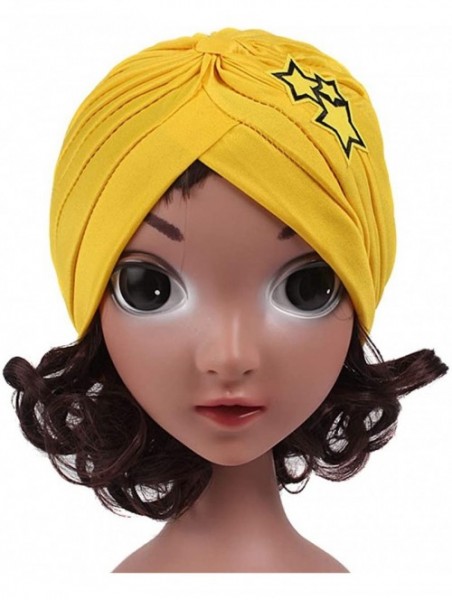 Skullies & Beanies Shiny Flower Turban Shimmer Chemo Cap Hairwrap Headwear Beanie Hair Scarf - Yellow Star - C318WXGX962 $13.99