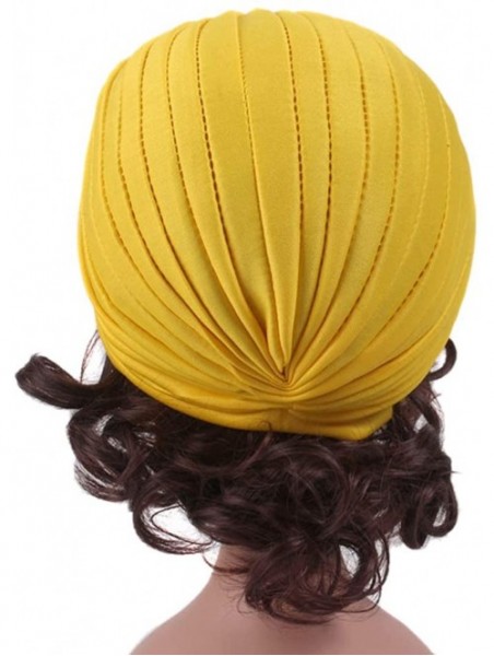 Skullies & Beanies Shiny Flower Turban Shimmer Chemo Cap Hairwrap Headwear Beanie Hair Scarf - Yellow Star - C318WXGX962 $13.99