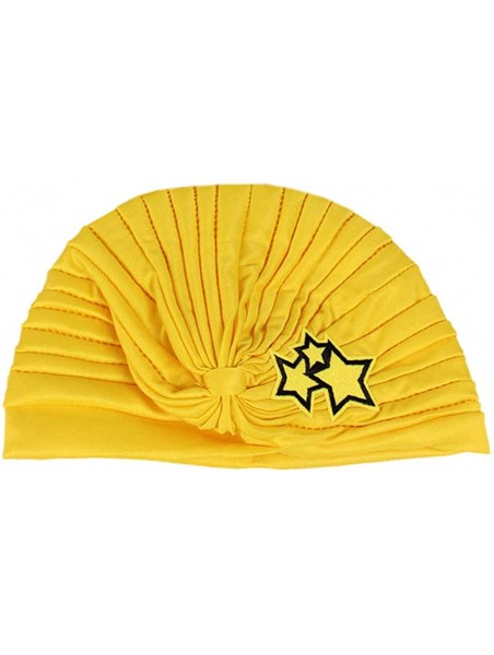 Skullies & Beanies Shiny Flower Turban Shimmer Chemo Cap Hairwrap Headwear Beanie Hair Scarf - Yellow Star - C318WXGX962 $13.99