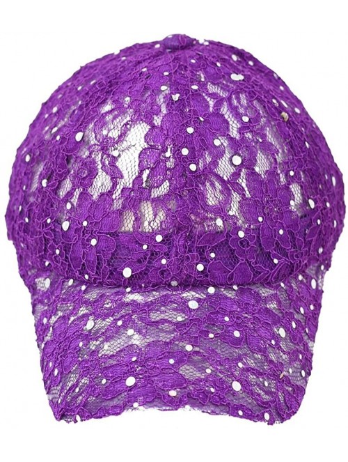 Baseball Caps Lace Ball Cap for Women- Glitter Baseball Cap. Purple - CW186GE693T $14.77