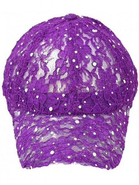 Baseball Caps Lace Ball Cap for Women- Glitter Baseball Cap. Purple - CW186GE693T $14.77