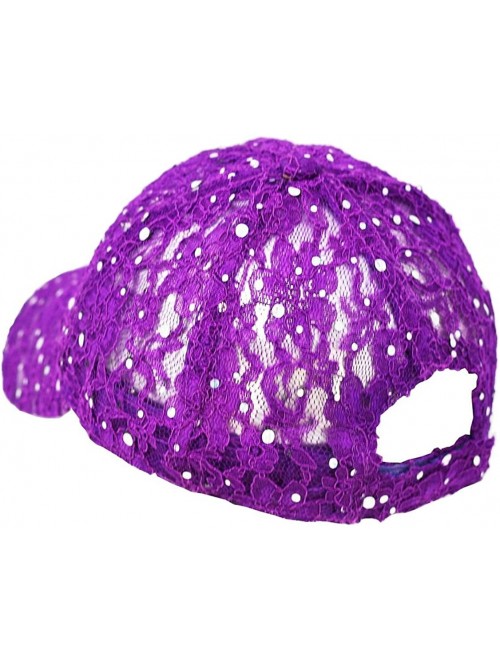 Baseball Caps Lace Ball Cap for Women- Glitter Baseball Cap. Purple - CW186GE693T $14.77