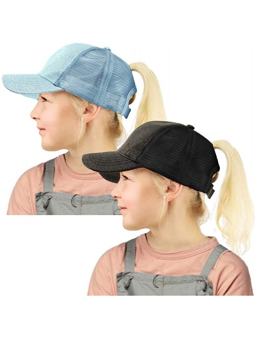 Baseball Caps Kids Ponytail Hat-Girls Baseball Cap with High Bun Messy Ponytail Hole Sun Visor Caps Fit Age 2-8 - CH18S8WK3WT...