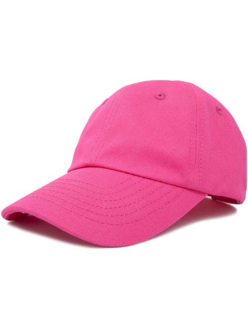 Baseball Caps Youth Childrens Cotton Cap Plain Hat Black Khaki Navy Pink Red White - Hot Pink - C818GGMD3XA $11.05