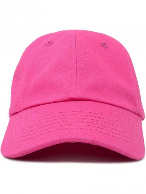 Baseball Caps Youth Childrens Cotton Cap Plain Hat Black Khaki Navy Pink Red White - Hot Pink - C818GGMD3XA $11.05