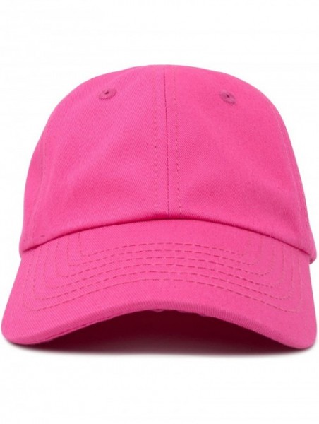 Baseball Caps Youth Childrens Cotton Cap Plain Hat Black Khaki Navy Pink Red White - Hot Pink - C818GGMD3XA $11.05