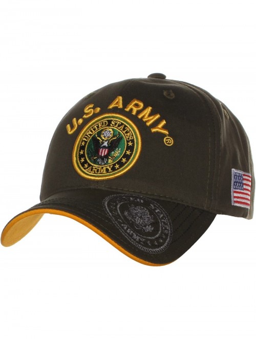 Baseball Caps US Army Official License Structured Front Side Back and Visor Embroidered Hat Cap - U.s Army Olive Gold - CT17X...
