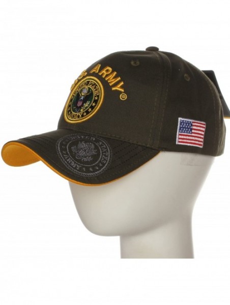 Baseball Caps US Army Official License Structured Front Side Back and Visor Embroidered Hat Cap - U.s Army Olive Gold - CT17X...