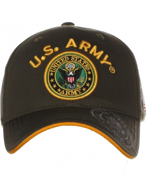 Baseball Caps US Army Official License Structured Front Side Back and Visor Embroidered Hat Cap - U.s Army Olive Gold - CT17X...