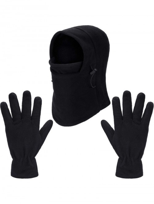 Balaclavas Winter Fleece Balaclava Ski Bike Full Face Mask Neck Warmer Sports Cap with Gloves Black- Large - C018AW7SKEG $14.12