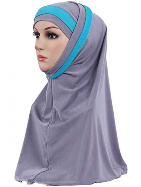 Skullies & Beanies Fashion Hijab Double Loop Slip On Scarf Pull Over Crepe Convenient Shawl Headscarf Chemo Cap Gift - Gray -...