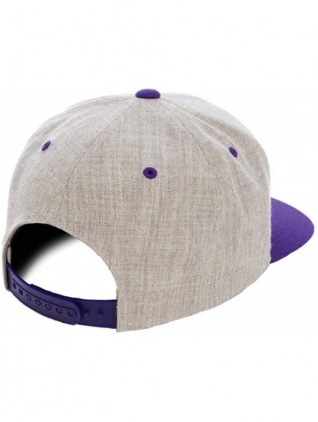 Baseball Caps Yupoong Premium Classic Snapback Hat - Flat Brim- Adjustable Ballcap w/Hat Liner - Heather/Purple - CO18GYZ9KM8...