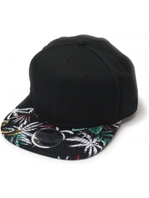 Baseball Caps Premium Floral Hawaiian Cotton Twill Adjustable Snapback Baseball Caps (Palm Tree/Black/Black Flat) - CL186DY7Y...