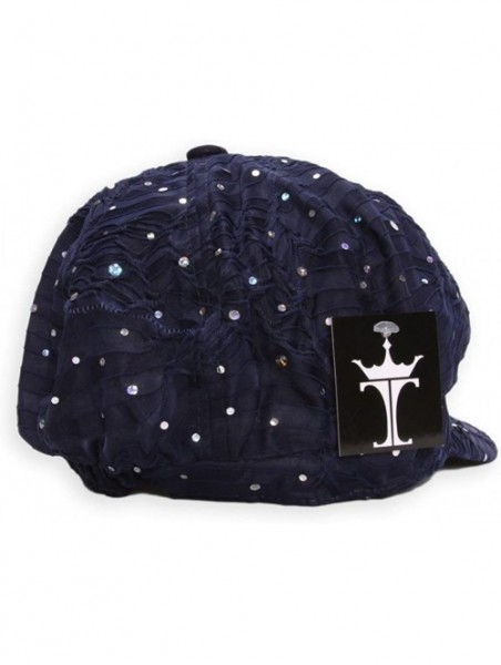 Newsboy Caps Glitter Sequin Trim Newsboy Hat - Navy - C111UHEG1XL $16.34