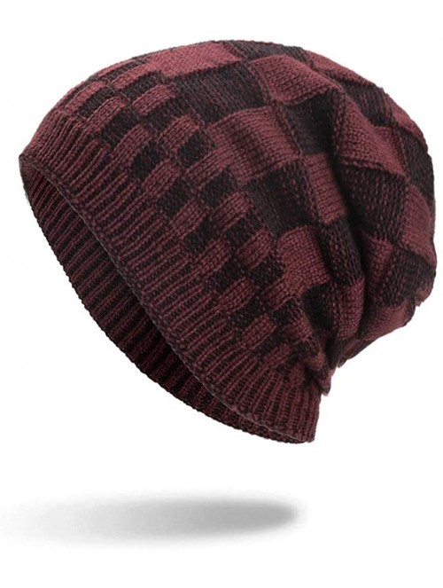 Skullies & Beanies Warm Oversized Chunky Soft Oversized Cable Knit Slouchy Beanie Winter Warm Knit Hat Skull Cap - Red 8 - CK...