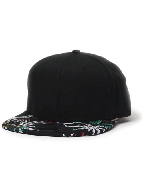 Baseball Caps Premium Floral Hawaiian Cotton Twill Adjustable Snapback Baseball Caps (Palm Tree/Black/Black Flat) - CL186DY7Y...