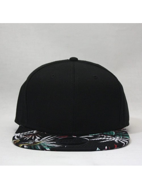 Baseball Caps Premium Floral Hawaiian Cotton Twill Adjustable Snapback Baseball Caps (Palm Tree/Black/Black Flat) - CL186DY7Y...