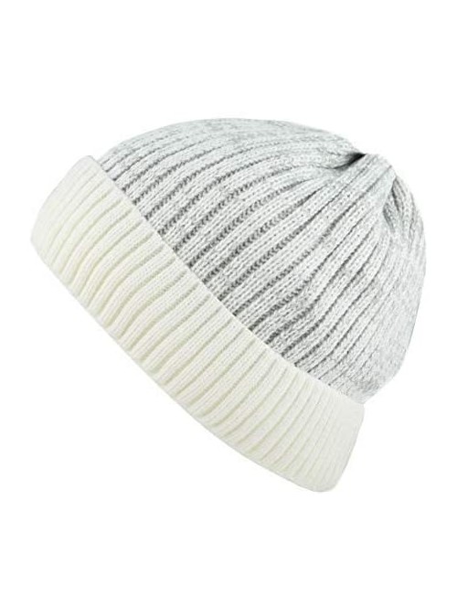 Skullies & Beanies Ribbed Knit Beanie Warm Thick Fleece Lined Hat Winter Skull Cap Extra Warmth (Off White) - CY18KER2226 $13.07