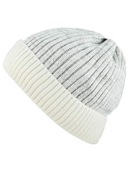 Skullies & Beanies Ribbed Knit Beanie Warm Thick Fleece Lined Hat Winter Skull Cap Extra Warmth (Off White) - CY18KER2226 $13.07