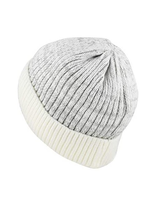 Skullies & Beanies Ribbed Knit Beanie Warm Thick Fleece Lined Hat Winter Skull Cap Extra Warmth (Off White) - CY18KER2226 $13.07