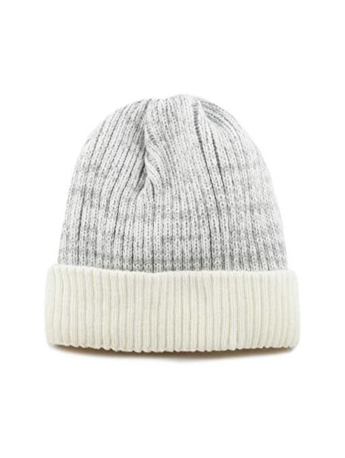 Skullies & Beanies Ribbed Knit Beanie Warm Thick Fleece Lined Hat Winter Skull Cap Extra Warmth (Off White) - CY18KER2226 $13.07