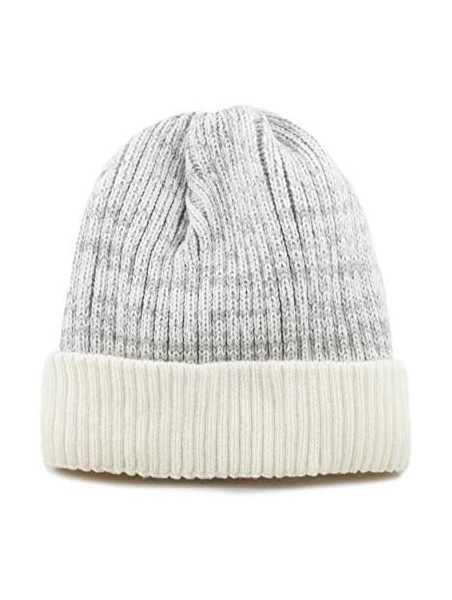 Skullies & Beanies Ribbed Knit Beanie Warm Thick Fleece Lined Hat Winter Skull Cap Extra Warmth (Off White) - CY18KER2226 $13.07