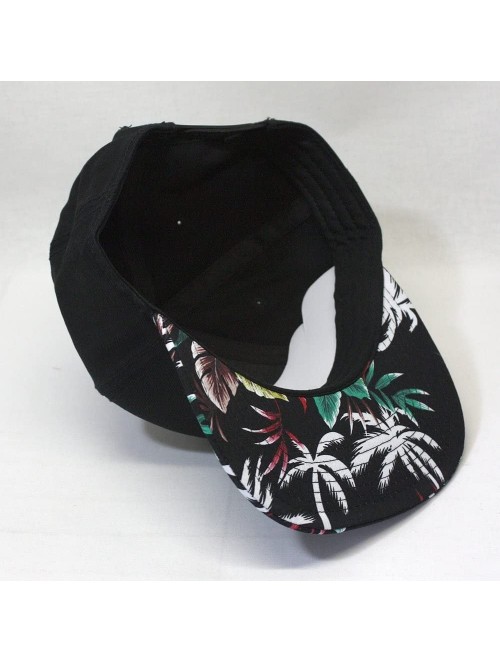 Baseball Caps Premium Floral Hawaiian Cotton Twill Adjustable Snapback Baseball Caps (Palm Tree/Black/Black Flat) - CL186DY7Y...